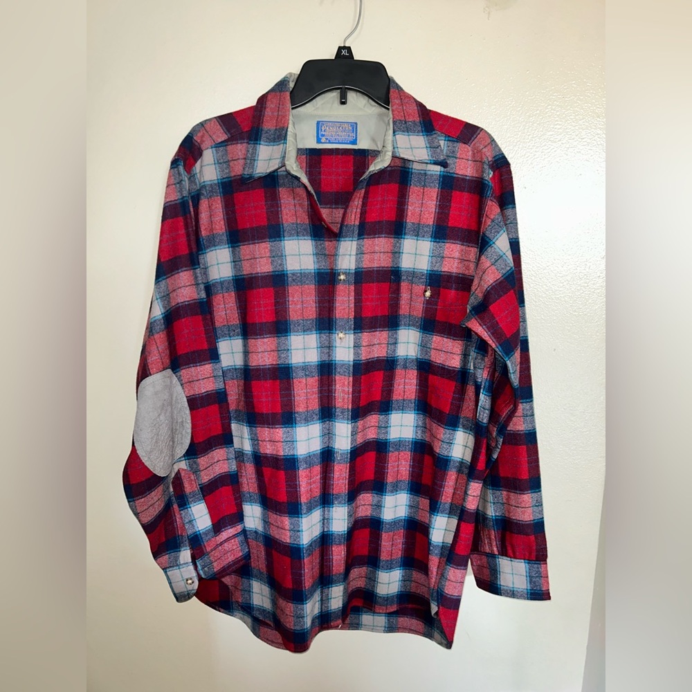 VTG Pendleton Board Shirt Mens L Plaid 100% Virgin Wool Flannel USA Made 70s/80s